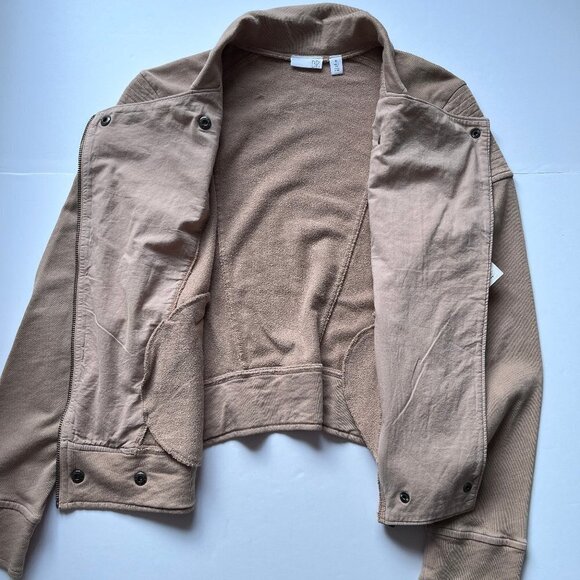 NWT BP Washed Cotton  Soft Moto Jacket Full Zip Coat Camel Tan Neutral Sz XS - Picture 10 of 14